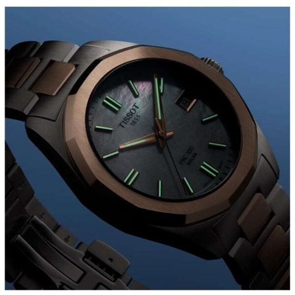 tissot prc 100  stainless steel two tone women watch t1518222211100