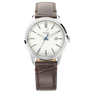 Xylys Date Silver Dial Leather Strap Watch for Men 40048SL01E